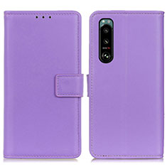 Leather Case Stands Flip Cover Holder A08D for Sony Xperia 5 III SO-53B Purple