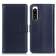 Leather Case Stands Flip Cover Holder A08D for Sony Xperia 5 IV Blue