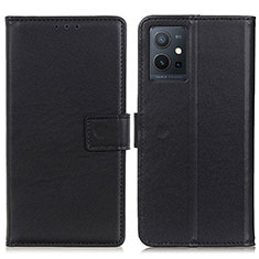 Leather Case Stands Flip Cover Holder A08D for Vivo T1 5G India Black