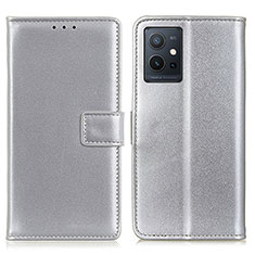 Leather Case Stands Flip Cover Holder A08D for Vivo Y33e 5G Silver