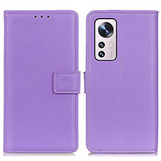 Leather Case Stands Flip Cover Holder A08D for Xiaomi Mi 12 Lite 5G Purple