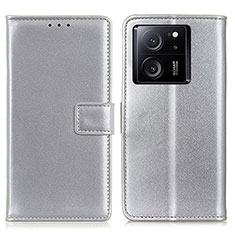 Leather Case Stands Flip Cover Holder A08D for Xiaomi Mi 13T Pro 5G Silver