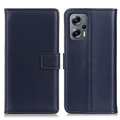 Leather Case Stands Flip Cover Holder A08D for Xiaomi Poco F5 5G Blue