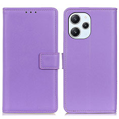 Leather Case Stands Flip Cover Holder A08D for Xiaomi Redmi 12 4G Purple