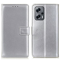 Leather Case Stands Flip Cover Holder A08D for Xiaomi Redmi Note 12 Turbo 5G Silver