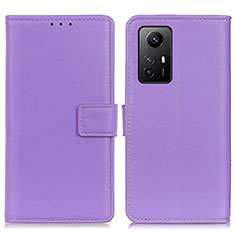 Leather Case Stands Flip Cover Holder A08D for Xiaomi Redmi Note 12S Purple