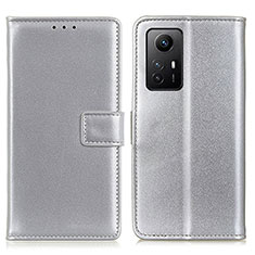 Leather Case Stands Flip Cover Holder A08D for Xiaomi Redmi Note 12S Silver