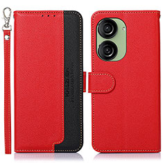 Leather Case Stands Flip Cover Holder A09D for Asus ZenFone 10 Red