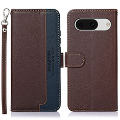 Leather Case Stands Flip Cover Holder A09D for Google Pixel 8a 5G Brown