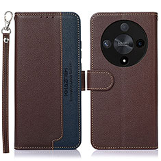 Leather Case Stands Flip Cover Holder A09D for Huawei Honor Magic6 Lite 5G Brown