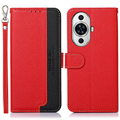 Leather Case Stands Flip Cover Holder A09D for Huawei Nova 11 Red