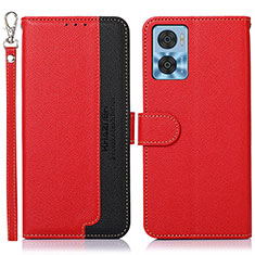 Leather Case Stands Flip Cover Holder A09D for Motorola Moto E22 Red