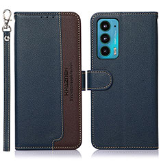 Leather Case Stands Flip Cover Holder A09D for Motorola Moto Edge 20 5G Blue