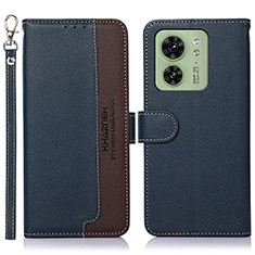 Leather Case Stands Flip Cover Holder A09D for Motorola Moto Edge (2023) 5G Blue