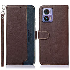 Leather Case Stands Flip Cover Holder A09D for Motorola Moto Edge 30 Lite 5G Brown