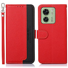 Leather Case Stands Flip Cover Holder A09D for Motorola Moto Edge 40 5G Red