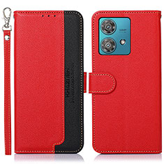 Leather Case Stands Flip Cover Holder A09D for Motorola Moto Edge 40 Neo 5G Red