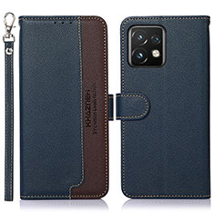 Leather Case Stands Flip Cover Holder A09D for Motorola Moto Edge 40 Pro 5G Blue