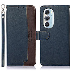 Leather Case Stands Flip Cover Holder A09D for Motorola Moto Edge Plus (2022) 5G Blue