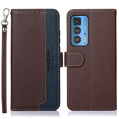 Leather Case Stands Flip Cover Holder A09D for Motorola Moto Edge S Pro 5G Brown