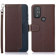 Leather Case Stands Flip Cover Holder A09D for Motorola Moto G Power (2022) Brown