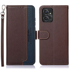 Leather Case Stands Flip Cover Holder A09D for Motorola Moto G Power 5G (2023) Brown