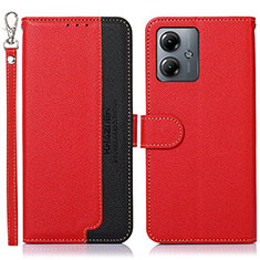 Leather Case Stands Flip Cover Holder A09D for Motorola Moto G14 Red