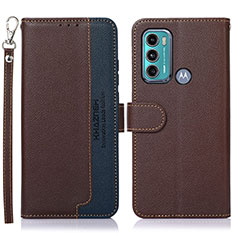 Leather Case Stands Flip Cover Holder A09D for Motorola Moto G40 Fusion Brown