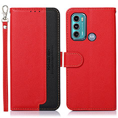 Leather Case Stands Flip Cover Holder A09D for Motorola Moto G40 Fusion Red