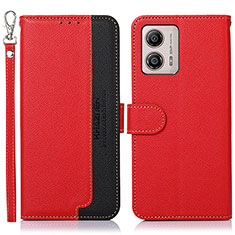 Leather Case Stands Flip Cover Holder A09D for Motorola Moto G53 5G Red