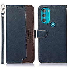 Leather Case Stands Flip Cover Holder A09D for Motorola Moto G71 5G Blue