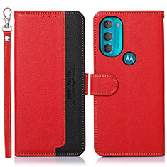 Leather Case Stands Flip Cover Holder A09D for Motorola Moto G71 5G Red