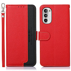 Leather Case Stands Flip Cover Holder A09D for Motorola Moto G71s 5G Red