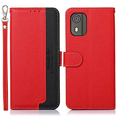 Leather Case Stands Flip Cover Holder A09D for Nokia C02 Red