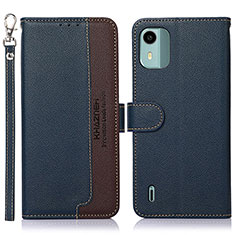 Leather Case Stands Flip Cover Holder A09D for Nokia C12 Blue