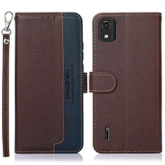 Leather Case Stands Flip Cover Holder A09D for Nokia C2 2nd Edition Brown