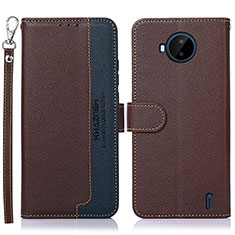 Leather Case Stands Flip Cover Holder A09D for Nokia C20 Plus Brown