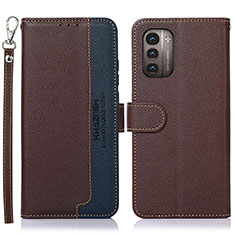 Leather Case Stands Flip Cover Holder A09D for Nokia G11 Brown