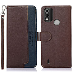 Leather Case Stands Flip Cover Holder A09D for Nokia G11 Plus Brown