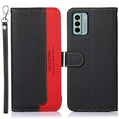 Leather Case Stands Flip Cover Holder A09D for Nokia G22 Black