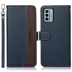 Leather Case Stands Flip Cover Holder A09D for Nokia G22 Blue