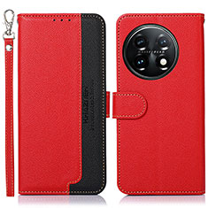 Leather Case Stands Flip Cover Holder A09D for OnePlus 11 5G Red