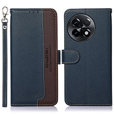 Leather Case Stands Flip Cover Holder A09D for OnePlus Ace 2 5G Blue