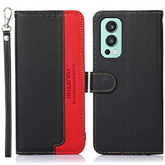 Leather Case Stands Flip Cover Holder A09D for OnePlus Nord 2 5G Black