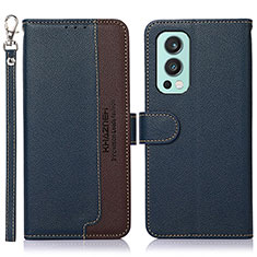 Leather Case Stands Flip Cover Holder A09D for OnePlus Nord 2 5G Blue