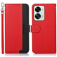 Leather Case Stands Flip Cover Holder A09D for OnePlus Nord 2T 5G Red