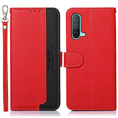 Leather Case Stands Flip Cover Holder A09D for OnePlus Nord CE 5G Red