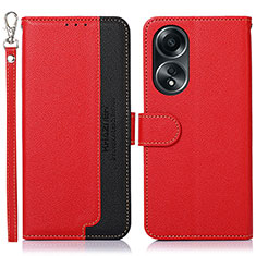 Leather Case Stands Flip Cover Holder A09D for Oppo A18 Red