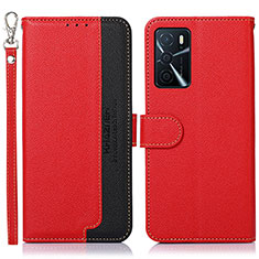 Leather Case Stands Flip Cover Holder A09D for Oppo A54s Red