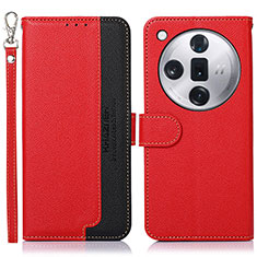 Leather Case Stands Flip Cover Holder A09D for Oppo Find X7 Ultra 5G Red